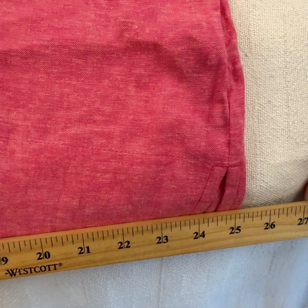 Lands End Womens XXL Pink Linen Blend Split Neck 3/4 Sleeve Tunic Top 1936 - Picture 4 of 7